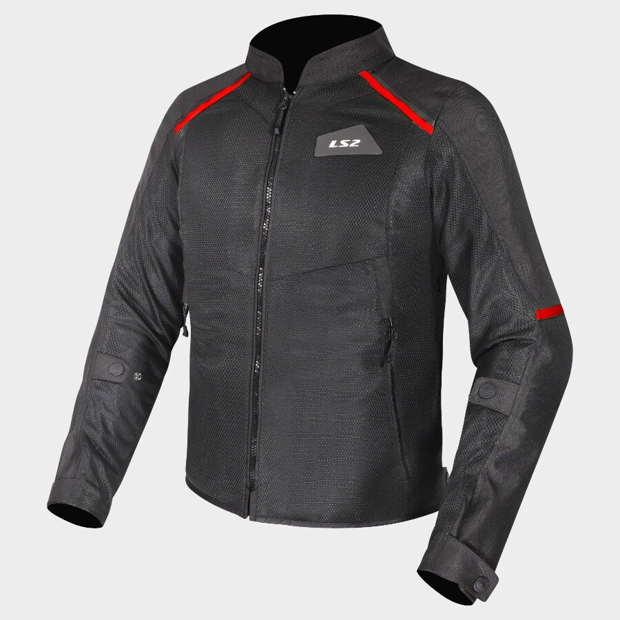 LS2 BREEZE JACKET - BLACK RED - CE CLASS A CERTIFIED JACKET