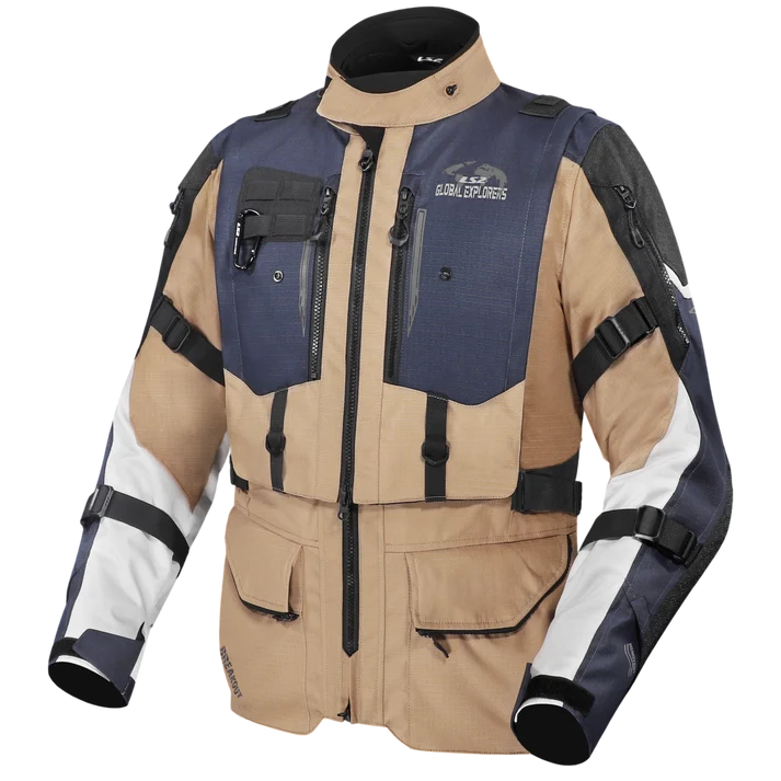 LS2 BREAKOUT MAN JACKET - SAND BLUE GREY - CE CLASS AA CERTIFIED