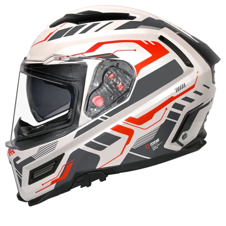 SMK AGNAR TEKTRON Helmet - Gloss Pearl White Red - (GL163)