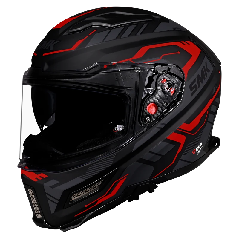 SMK AGNAR TEKTRON Helmet - Gloss Black Red - (GL263)