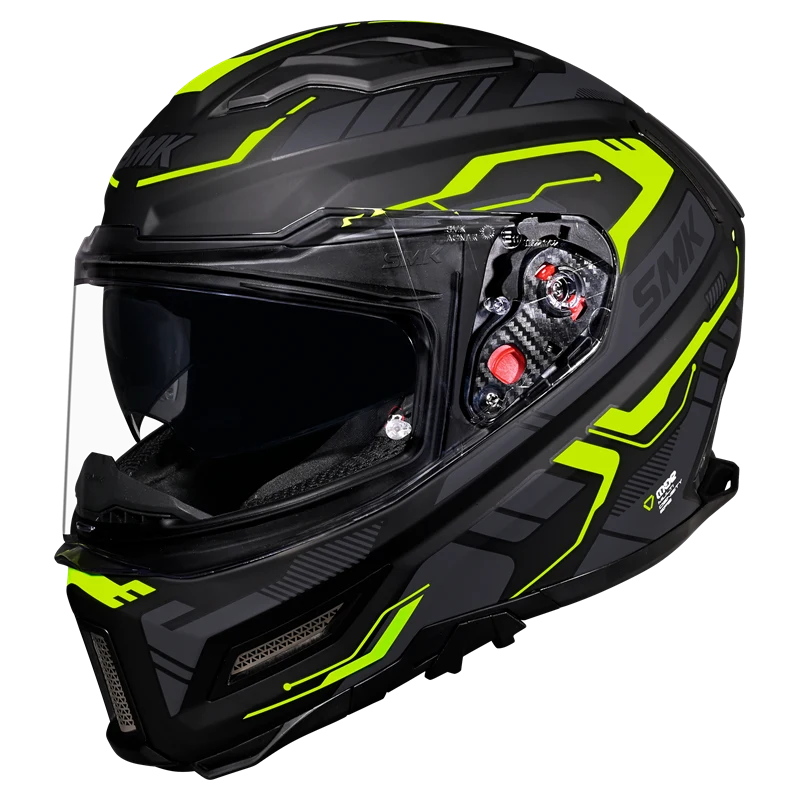 SMK AGNAR TEKTRON Helmet - Gloss Black Neon Yellow - (GL264)
