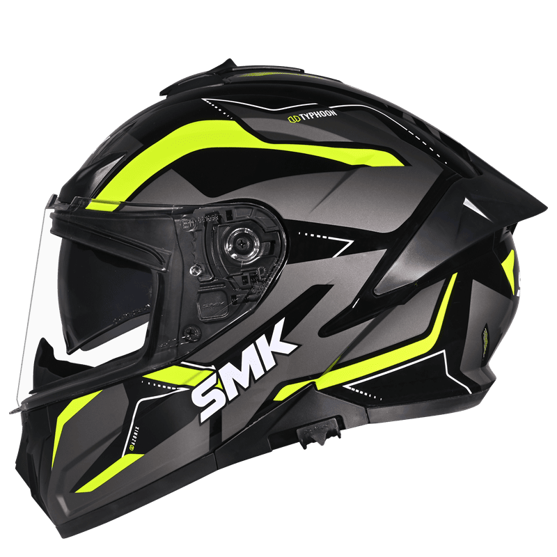 SMK TYPHOON AZONIX Helmet - Gloss Black Neon Yellow - (GL264)
