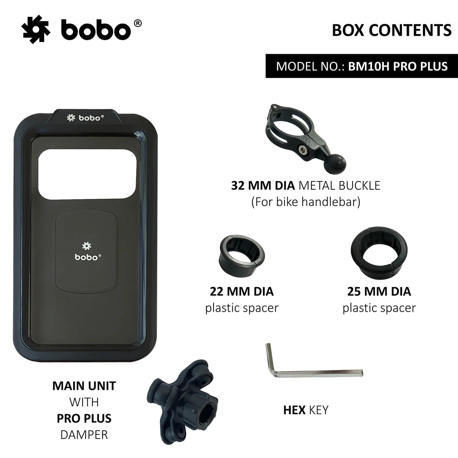 BOBO BM10H PRO PLUS Fully Waterproof Bike / Cycle Phone Holder with PRO PLUS Vibration Damper Motorcycle Mobile Mount