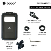 BOBO BM10H PRO PLUS Fully Waterproof Bike / Cycle Phone Holder with PRO PLUS Vibration Damper Motorcycle Mobile Mount