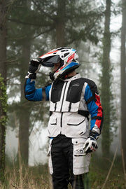 LS2 BREAKOUT MAN JACKET - GREY BLUE RED - CE CLASS AA CERTIFIED