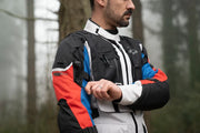 LS2 BREAKOUT MAN JACKET - GREY BLUE RED - CE CLASS AA CERTIFIED