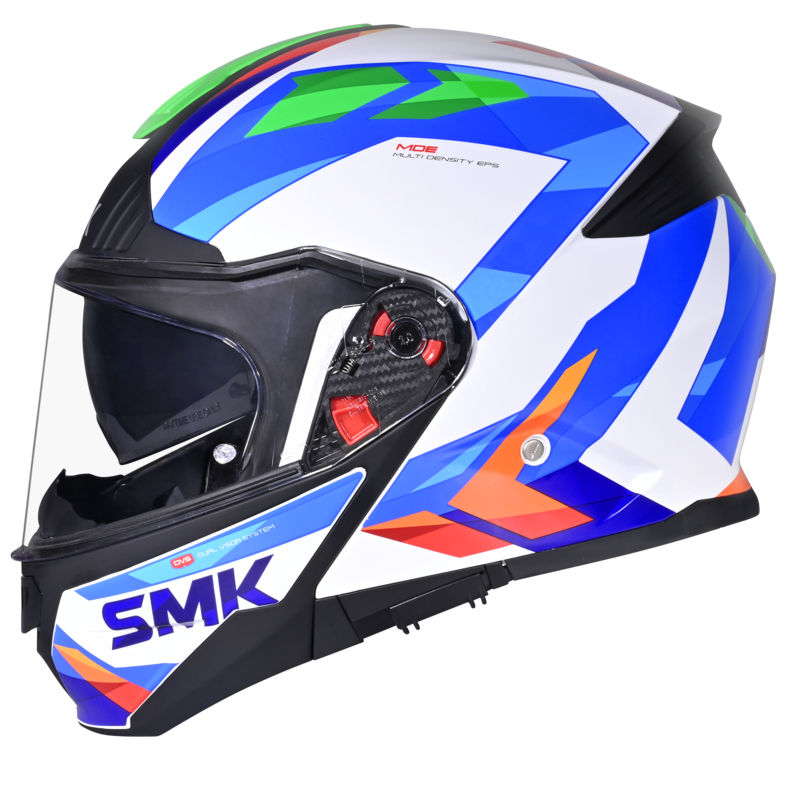 SMK GULLWING CHARGER Helmet - Gloss White Blue - (GL158) (Flip-Up Helmet)