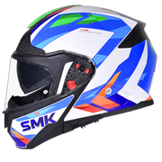 SMK GULLWING CHARGER Helmet - Gloss White Blue - (GL158) (Flip-Up Helmet)