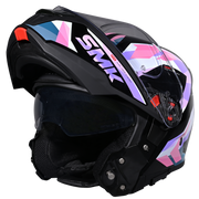 SMK GULLWING CHARGER Helmet - Gloss Black Pink - (GL219) (Flip-Up Helmet)