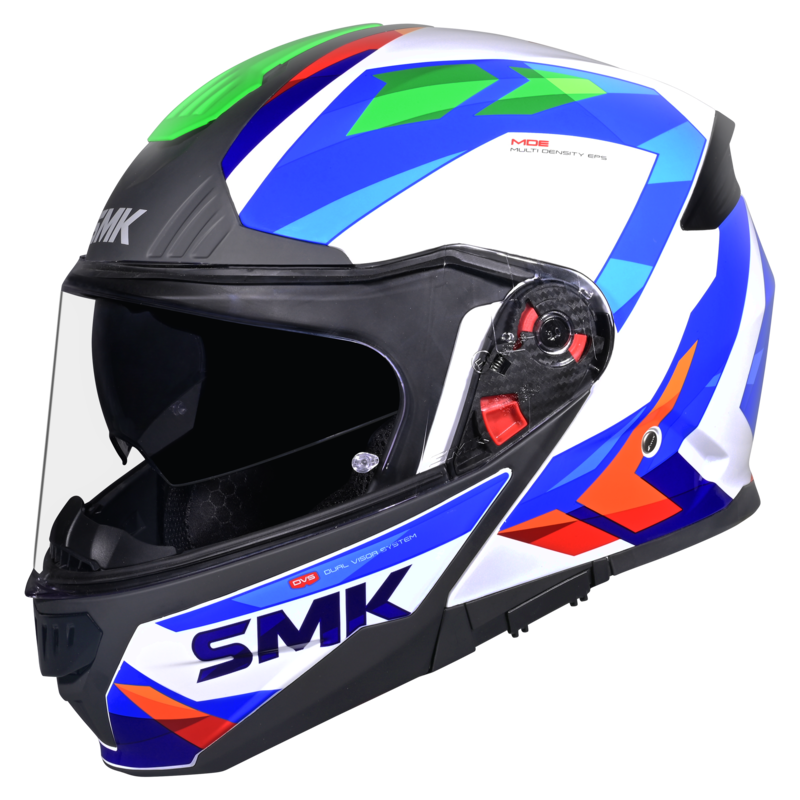 SMK GULLWING CHARGER Helmet - Gloss White Blue - (GL158) (Flip-Up Helmet)