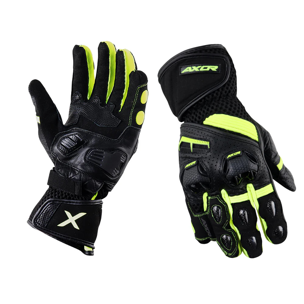 AXOR GATOR RIDING GLOVES - Black Neon Green