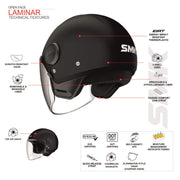 SMK Laminar Solid Helmet - Gloss Black - (GL200)