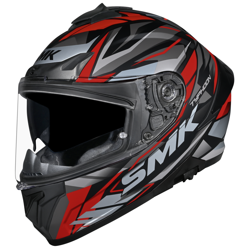 SMK TYPHOON RIVAL HELMET - MATT BLACK GREY RED - (MA263)