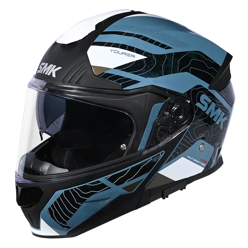 SMK GULLWING NAVIGATOR Helmet - Gloss Black Grey Blue - (GL551) (Flip-Up Helmet)