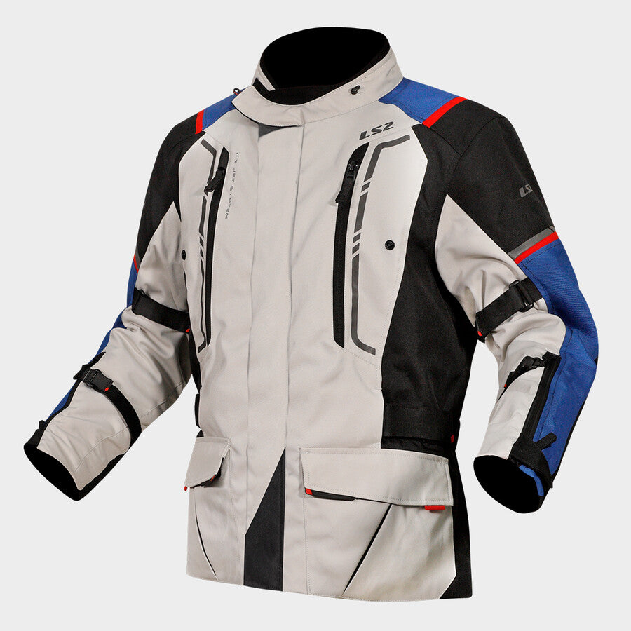 LS2 NARVIK JACKET - BLUE BLACK GREY RED - CE CLASS AA CERTIFIED