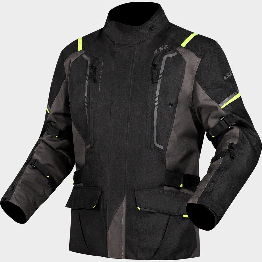 LS2 NARVIK JACKET - GREY BLACK HI-VI YELLOW - CE CLASS AA CERTIFIED
