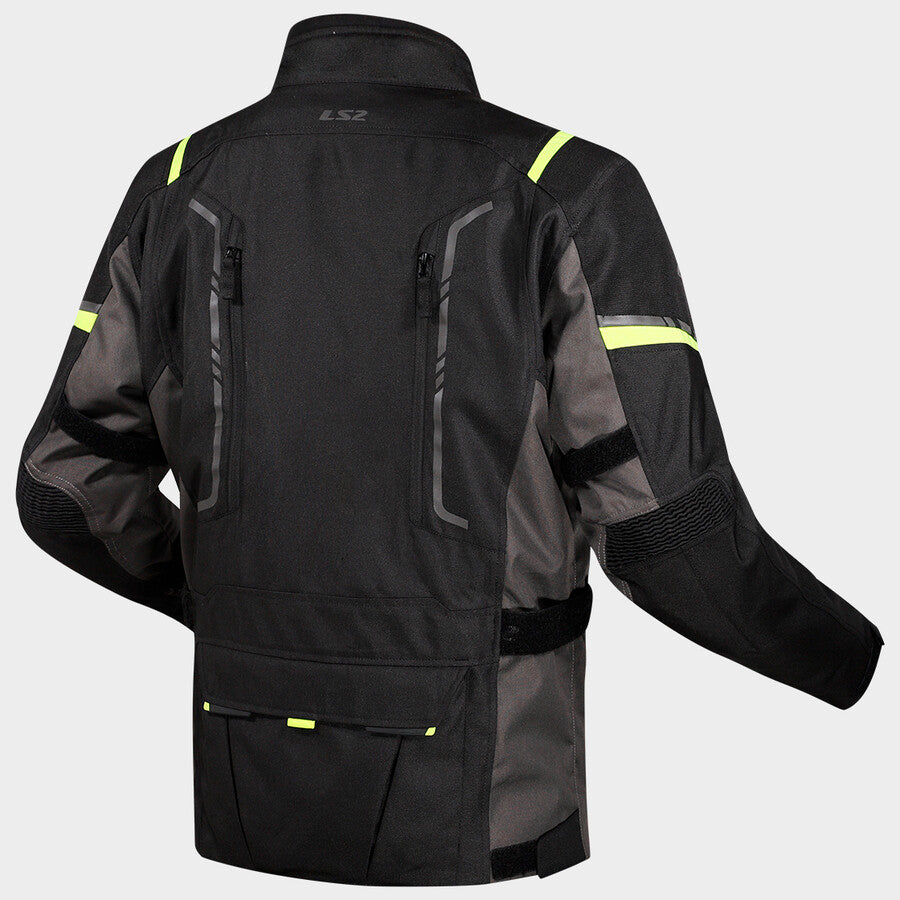 LS2 NARVIK JACKET - GREY BLACK HI-VI YELLOW - CE CLASS AA CERTIFIED