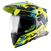 Axor X-Cross Dual Visor Helmet - X1 - Gloss Neon Yellow Blue