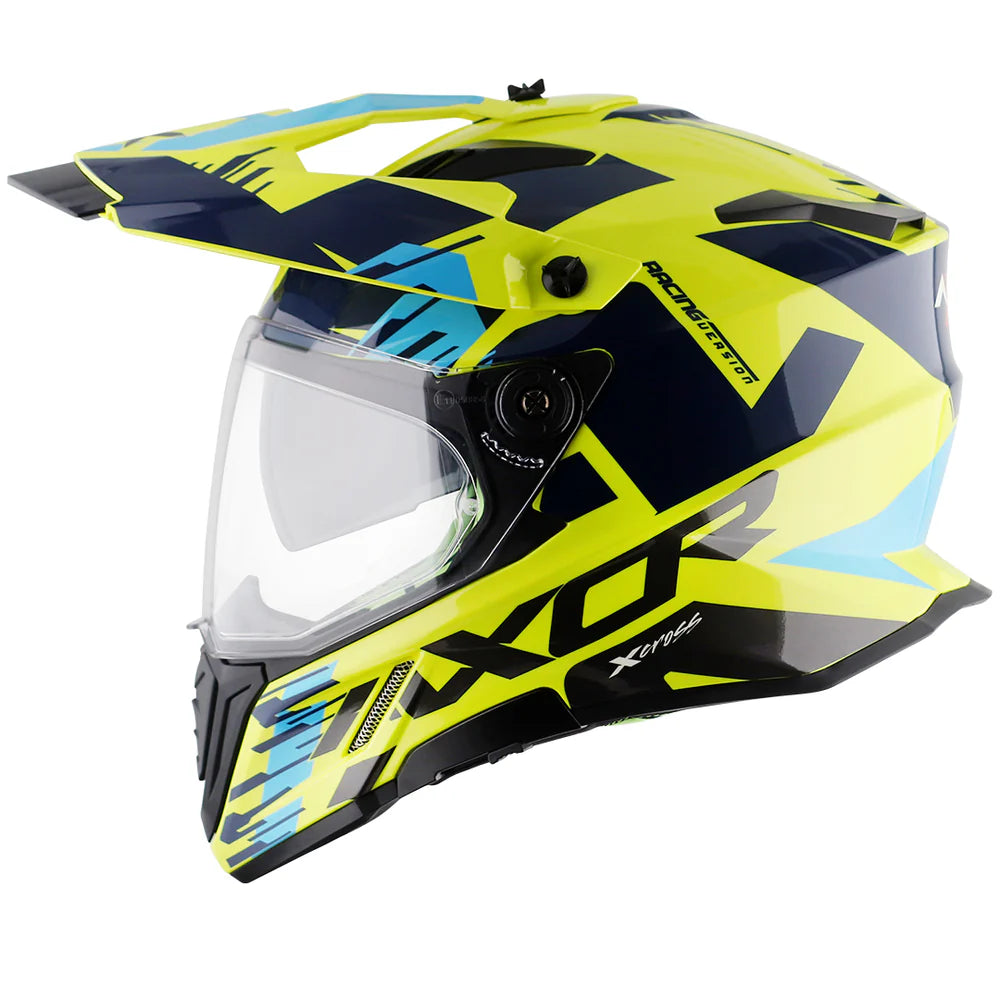 Axor X-Cross Dual Visor Helmet - X1 - Gloss Neon Yellow Blue