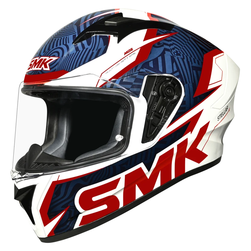 SMK STELLAR FURY Helmet - Gloss White Red - (GL153)