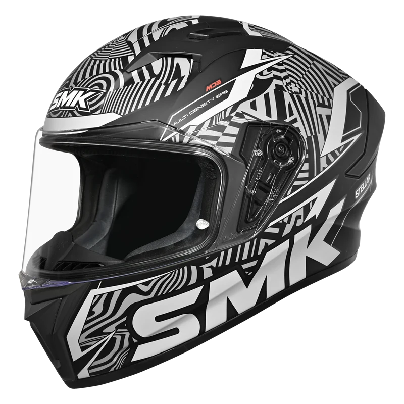 SMK STELLAR FURY Helmet - Gloss Black White - (GL266)