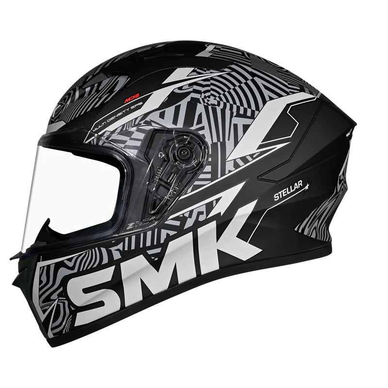 SMK STELLAR FURY Helmet - Gloss Black White - (GL266)