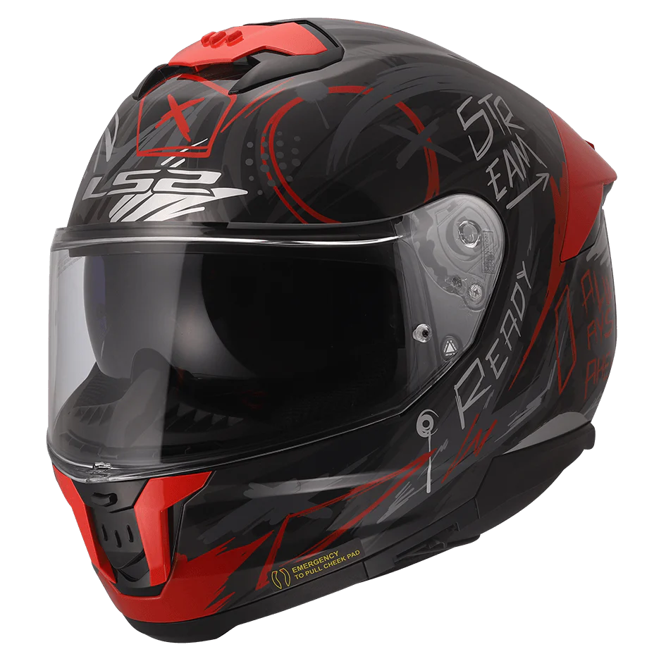 LS2 FF320 STREAM II - SCRATCHES - BLACK RED