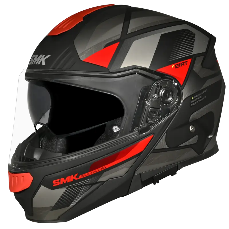 SMK GULLWING VENTURE Helmet - Gloss Black Red - (GL263) (Flip-Up Helmet)