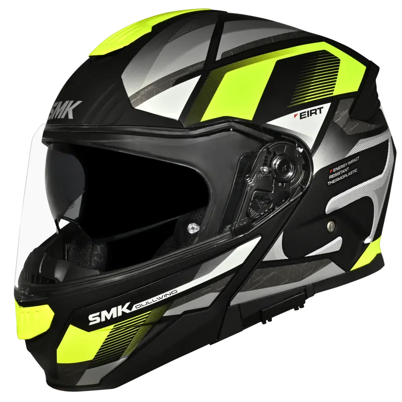 SMK GULLWING VENTURE Helmet - Gloss Black Neon Yellow - (GL264) (Flip-Up Helmet)