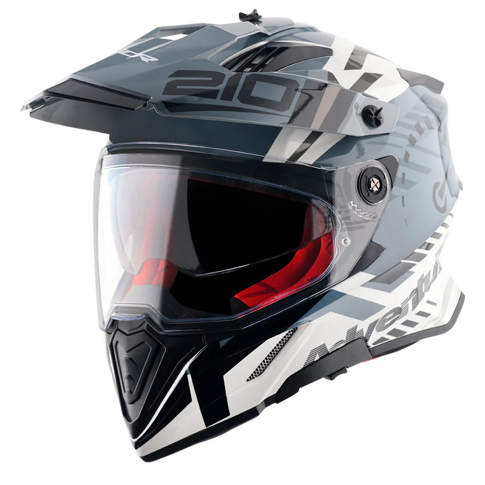 Axor X-Cross Dual Visor Helmet - Speedometer - Gloss White Grey
