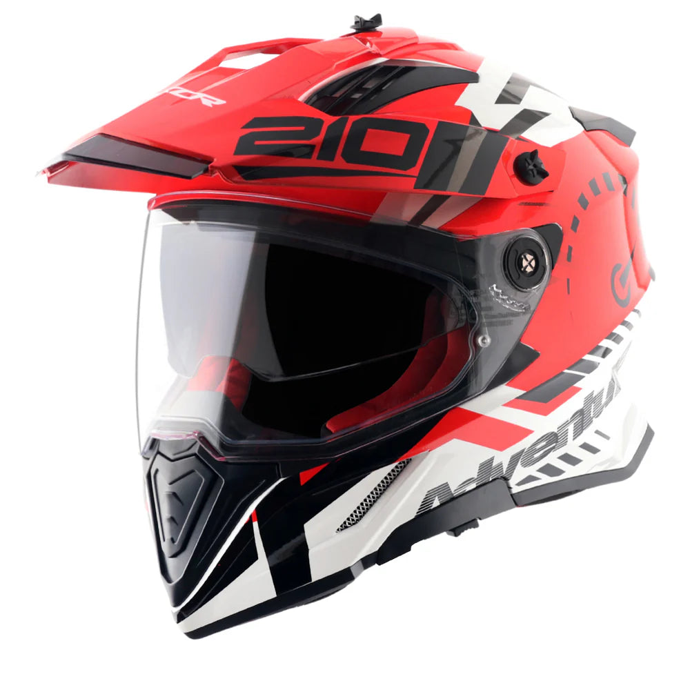 Axor X-Cross Dual Visor Helmet - Speedometer - Gloss White Red