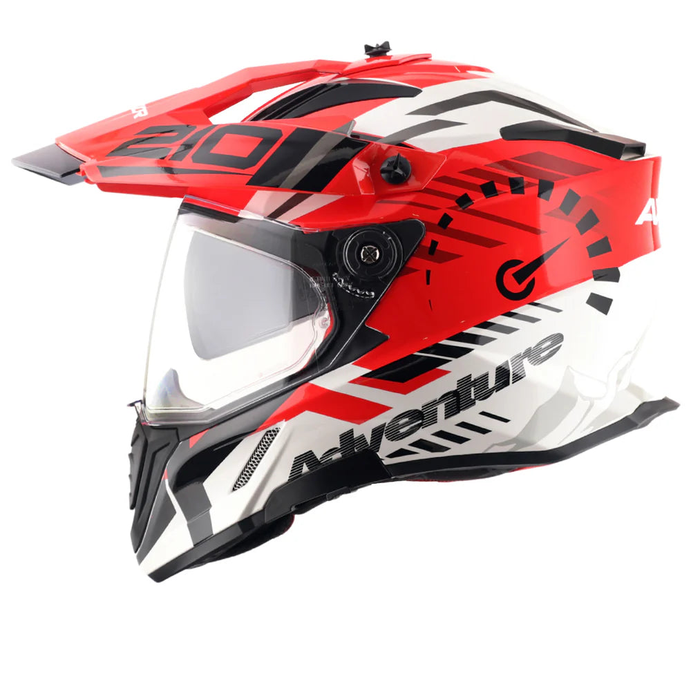Axor X-Cross Dual Visor Helmet - Speedometer - Gloss White Red