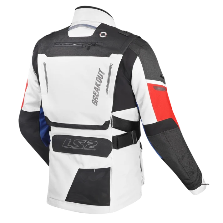 LS2 BREAKOUT MAN JACKET - GREY BLUE RED - CE CLASS AA CERTIFIED