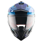 Axor X-Cross Dual Visor Helmet - Gambling - Gloss Black Neon Blue