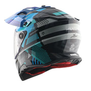 Axor X-Cross Dual Visor Helmet - Gambling - Gloss Black Neon Blue