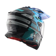 Axor X-Cross Dual Visor Helmet - Gambling - Gloss Black Neon Blue