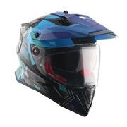 Axor X-Cross Dual Visor Helmet - Gambling - Gloss Black Neon Blue