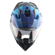 Axor X-Cross Dual Visor Helmet - Gambling - Gloss Black Neon Blue