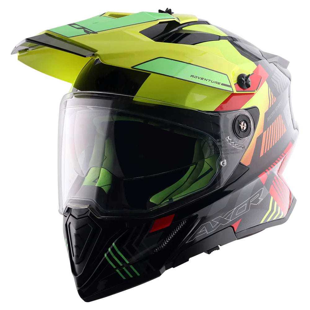 Axor X-Cross Dual Visor Helmet - Gambling - Gloss Black Neon Yellow