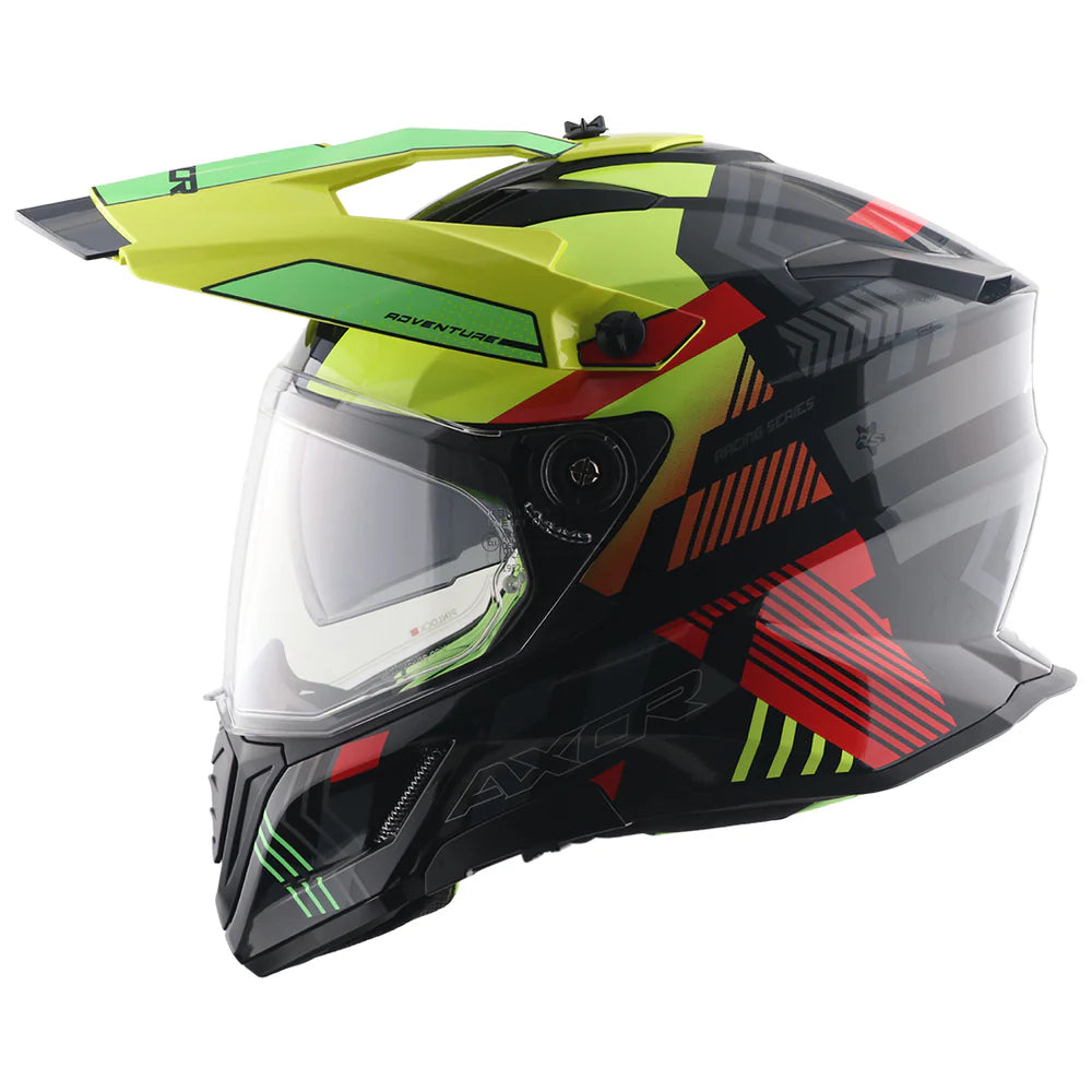 Axor X-Cross Dual Visor Helmet - Gambling - Gloss Black Neon Yellow