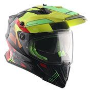 Axor X-Cross Dual Visor Helmet - Gambling - Gloss Black Neon Yellow