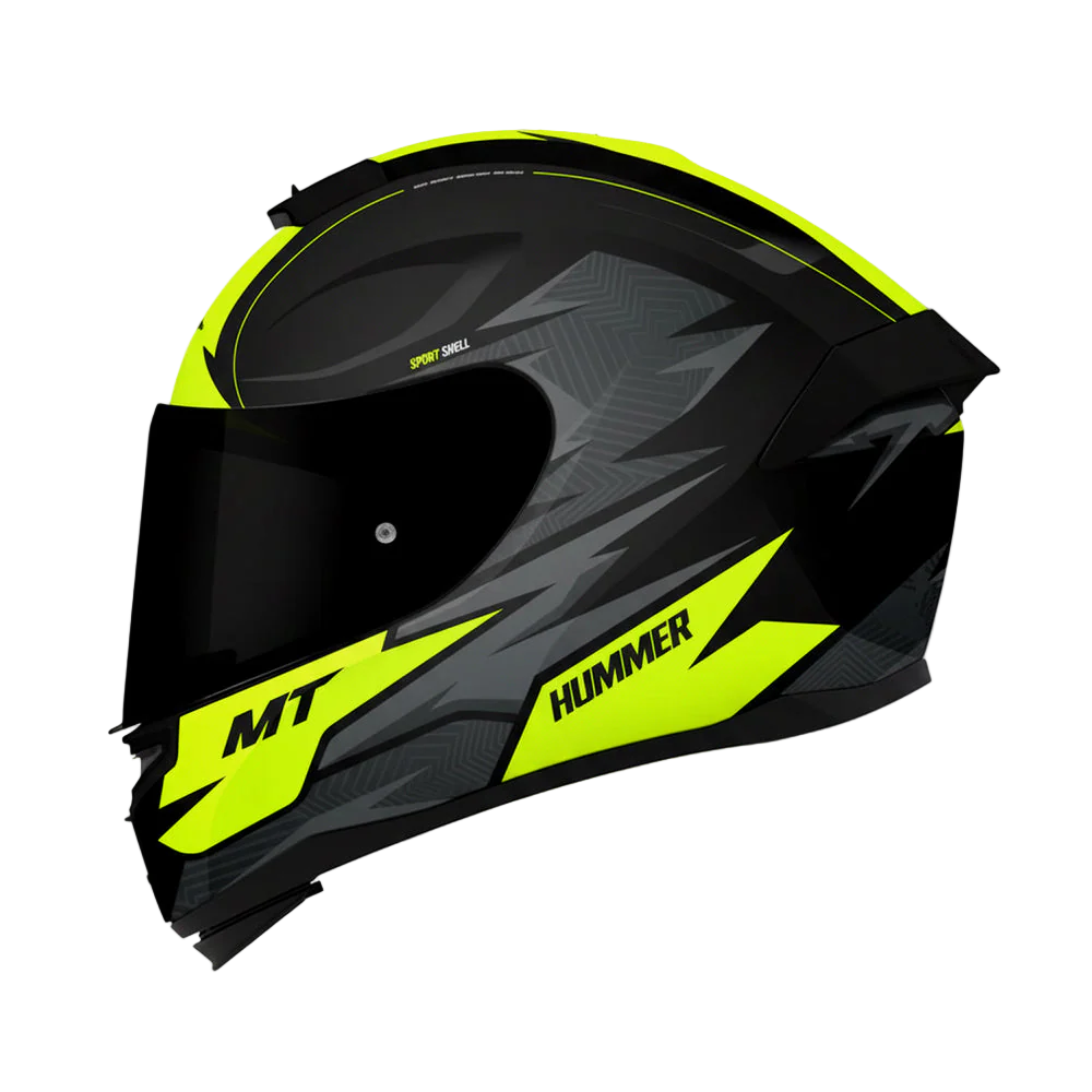 MT Hummer B Shine Gloss Black Fluro Yellow B3 Helmet