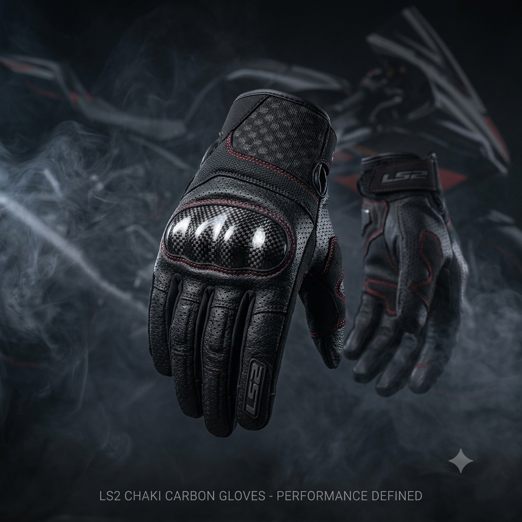 LS2 CHAKI CARBON MAN GLOVES - BLACK