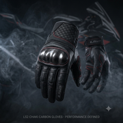 LS2 CHAKI CARBON MAN GLOVES - BLACK